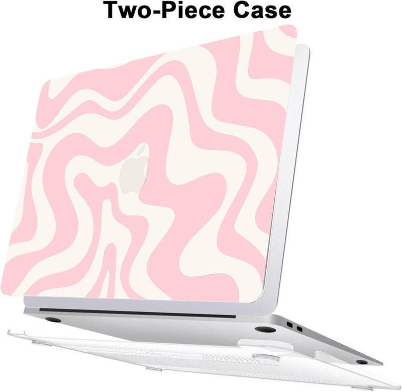 AKIT Compatible with MacBook Air 13 Inch Case M1 2022 2021 2020 2019 2018 A2337 A2179 A1932, Pattern Hard Shell Laptop Case+Screen Protector+Keyboard Cover for MacBook Air 13.3 Inch, Pink Wave - Image 5